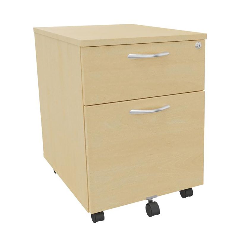 3253310157200-Caisson mobile IDRA/DUAL - L43 x H56 x P60 cm - 2 Tiroirs dont 1 dossier suspendu - Imitation Hêtre--0