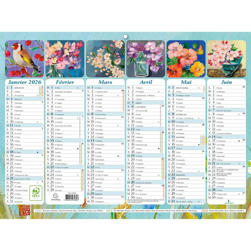 3660942074827-Calendrier Sophie Adde - 6 mois par face - 22 x 29,5 cm - Exacompta--1