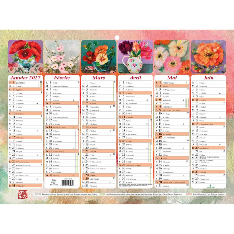 3660942074827-Calendrier illustré Sophie Adde - 6 mois par face - 29,5 x 22 cm - Exacompta--0