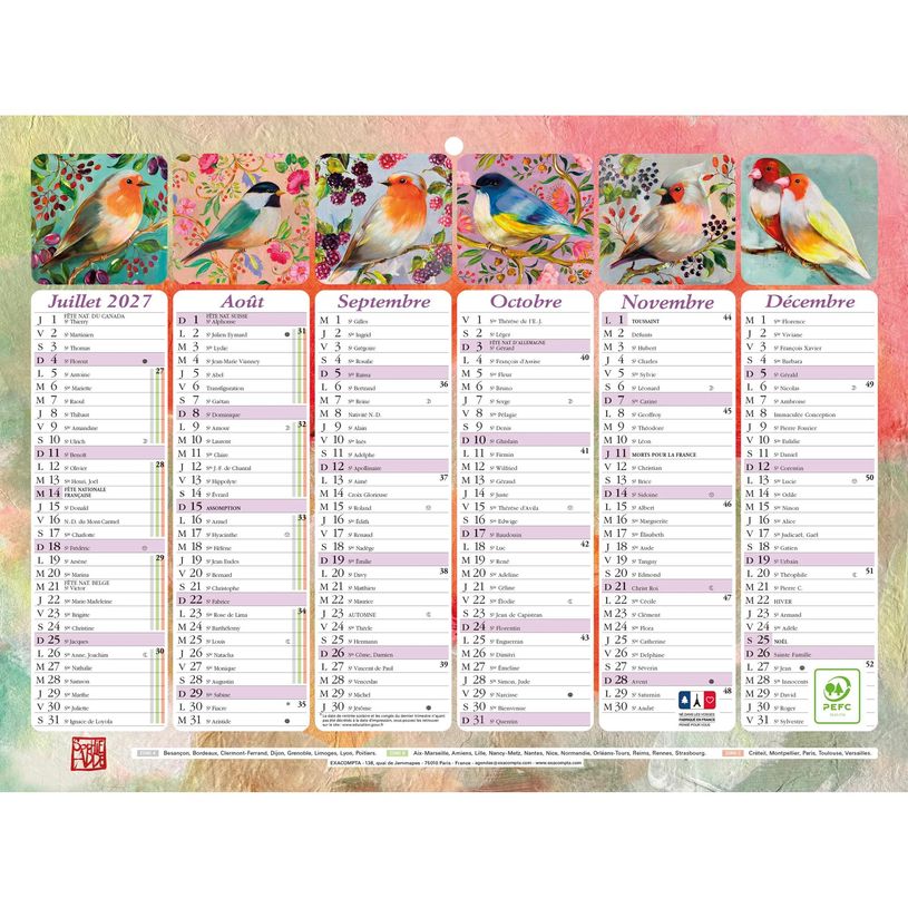3660942074827-Calendrier illustré Sophie Adde - 6 mois par face - 29,5 x 22 cm - Exacompta--1