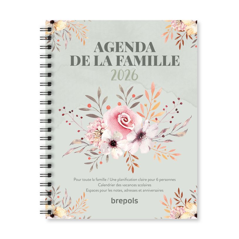 5412303376082-Agenda à spirale de la famille - 1 semaine par page - 16,8 x 22 cm - Brepols--0
