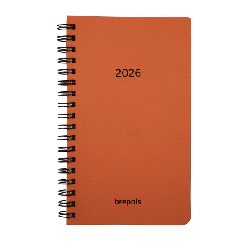 5412303376235-Agenda à spirale Interplan Calvi - 1 semaine sur 2 pages - 9 x 16 cm - marron - Brepols--0