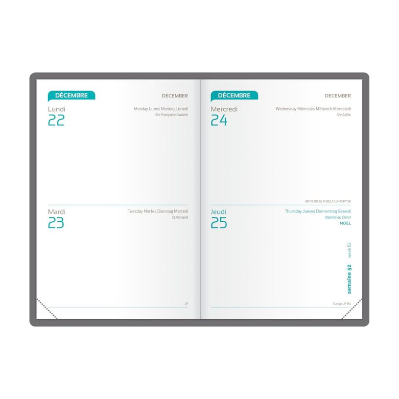 3147280122224-Agenda Oxford Flowers - 2 jours par page - 7,4 x 11 cm - disponible dans différentes couleurs - Hameli--1