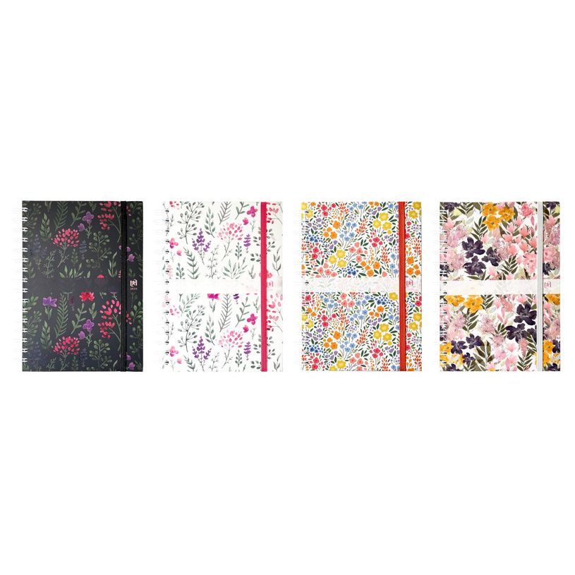 3147280107368-Agenda spiralé à élastique Oxford Flowers - 1 semaine sur 2 pages - 15 x 21 cm - disponible dans différentes c--0