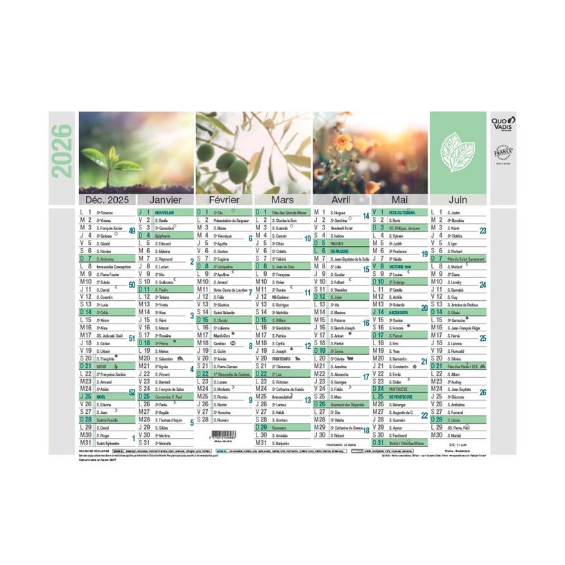 3371010458486-Quo Vadis Equology - Calendrier recyclé 7 mois par face - 18 x 13,5 cm--0