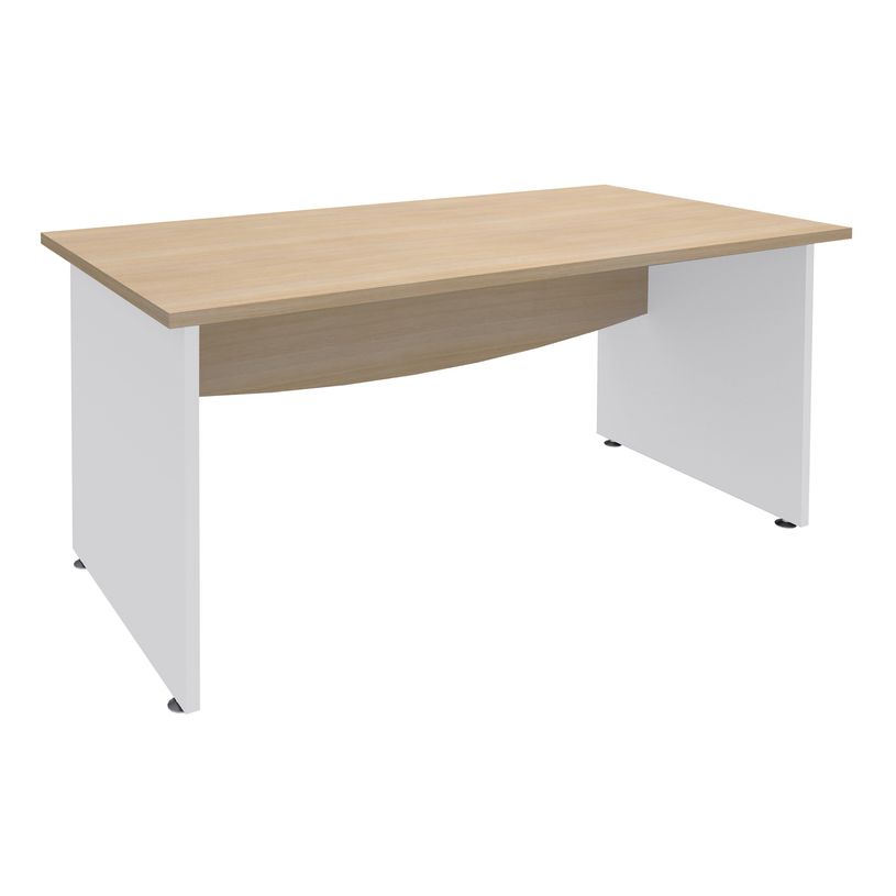 3253310175044-Bureau droit DUAL - L160 - Pieds blanc - plateau imitation Chêne clair-P_400009004_1-0