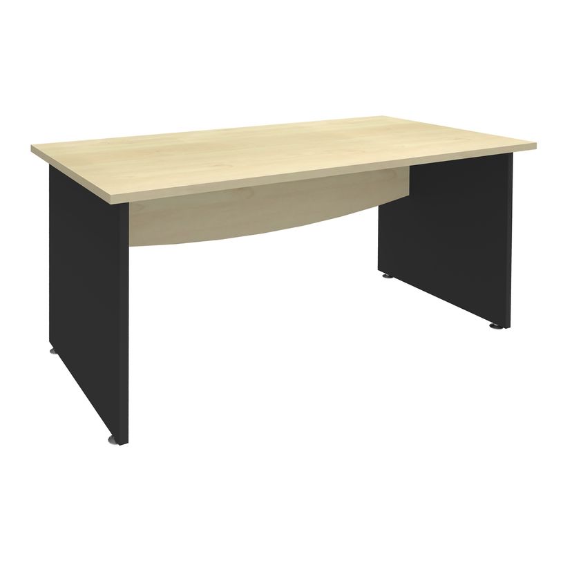 3253310105706-Bureau droit DUAL - L180 - Pieds Anthracite - plateau imitation Erable-P_400009036_1-0