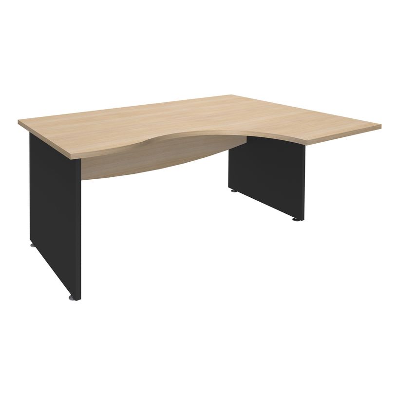 3253310175235-Bureau compact à droite DUAL - L160 cm - Pieds Anthracite - plateau imitation Chêne clair (Pieds de renfort ou caisson bout de bureau obligat-P_400009039_1-0