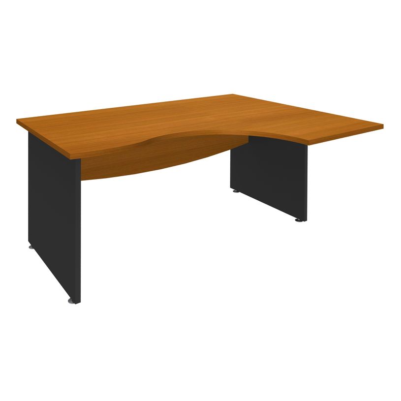 3253310106642-Bureau compact à droite DUAL - L160 cm - Pieds Anthracite - plateau imitation Merisier (Pieds de renfort ou caisson bout de bureau obligat-P_400009048_1-0