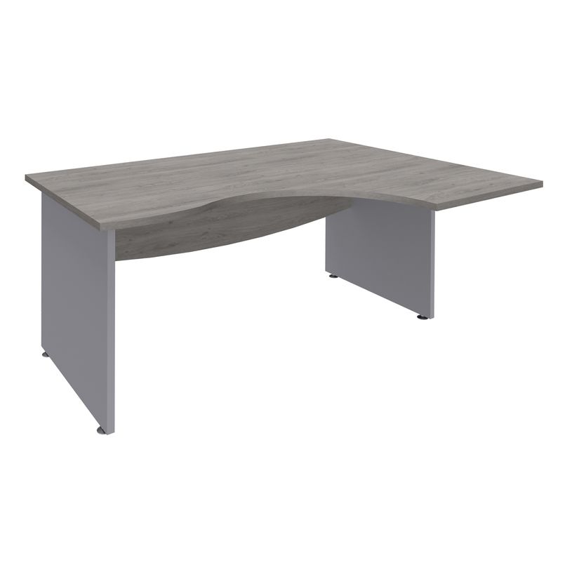 3253310175310-Bureau compact à droite DUAL - L160 cm - Pieds alu - plateau imitation Chêne gris (Pieds de renfort ou caisson bout de bureau obligat-P_400009053_1-0