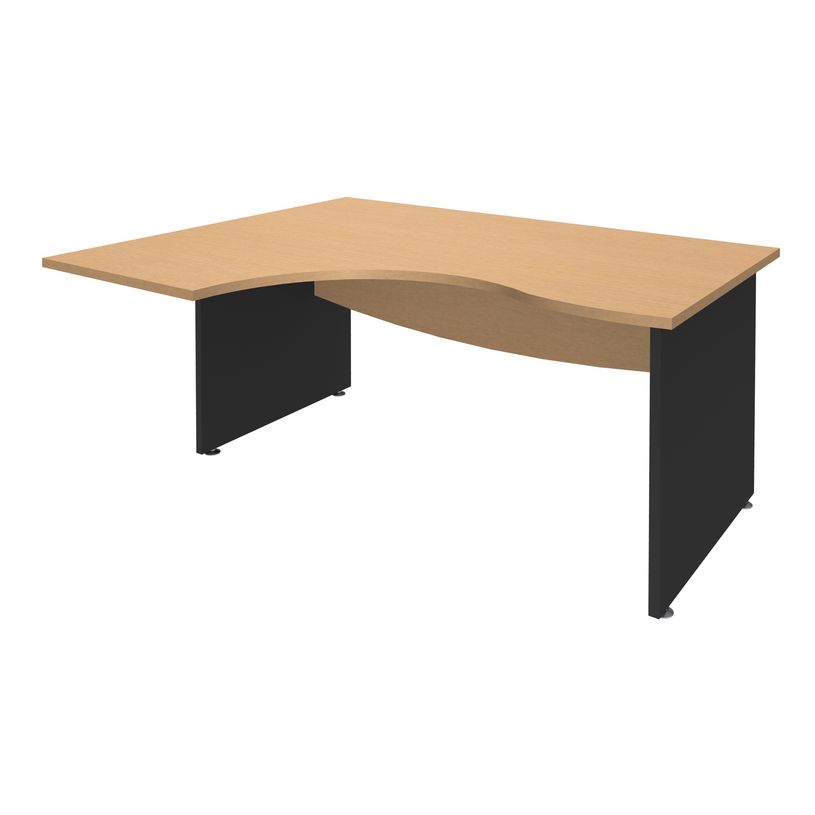 3253310106703-Bureau compact à gauche DUAL - L160 cm - Pieds Anthracite - plateau imitation Hêtre (Pieds de renfort ou caisson bout de bureau obligat-P_400009063_1-0