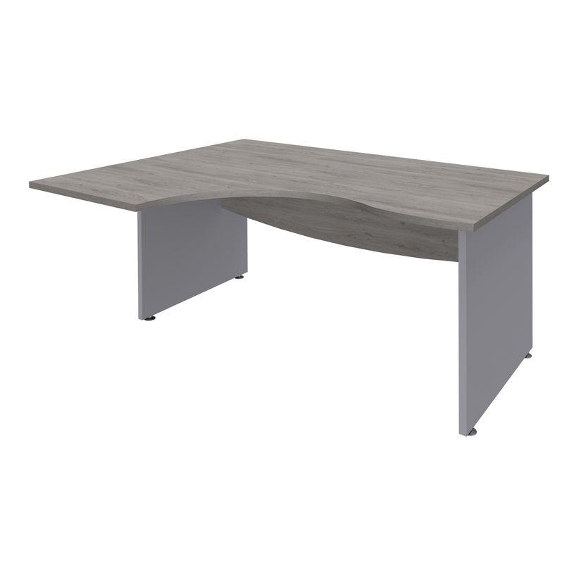3253310175419-Bureau compact à gauche DUAL - L160 cm - Pieds alu - plateau imitation Chêne gris (Pieds de renfort ou caisson bout de bureau obligat-P_400009071_1-0