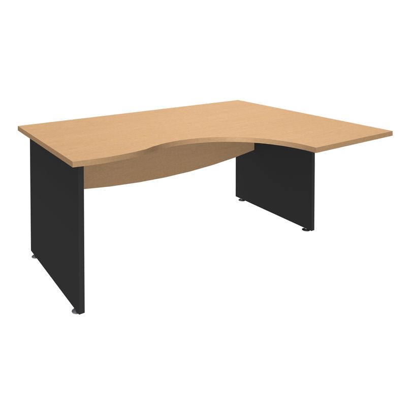 3253310106789-Bureau compact à droite DUAL - L180 cm - Pieds Anthracite - plateau imitation Hêtre (Pieds de renfort ou caisson bout de bureau obligat-P_400009081_1-0