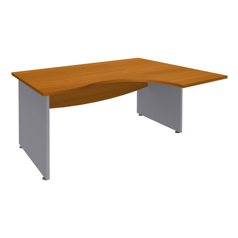 3253310106819-Bureau compact à droite DUAL - L180 cm - Pieds alu - plateau imitation Merisier (Pieds de renfort ou caisson bout de bureau obligat-P_400009086_1-0