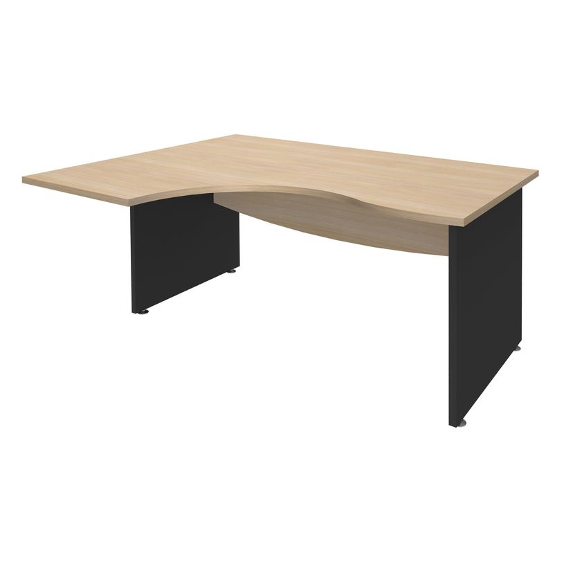 3253310175532-Bureau compact à gauche DUAL - L180 cm - Pieds Anthracite - plateau imitation Chêne clair (Pieds de renfort ou caisson bout de bureau obligat-P_400009093_1-0