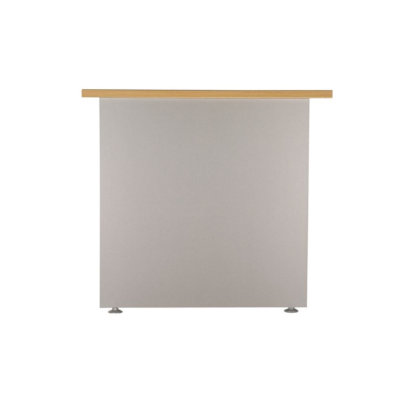 3253310175549-Bureau compact à gauche DUAL - L180 cm - Pieds blanc - plateau imitation Chêne clair (Pieds de renfort ou caisson bout de bureau obligat-P_400009094_4-2