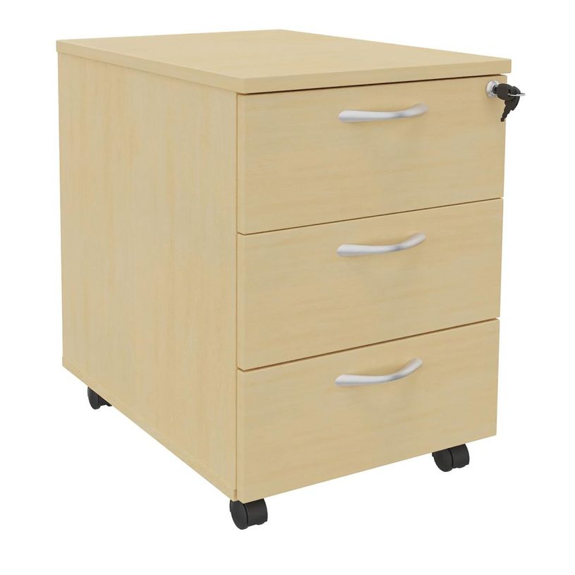 3253310152649-Caisson mobile IDRA/DUAL - L43 x H56 x P60 cm - 3 Tiroirs - Imitation Hêtre-P_400009129_1-0