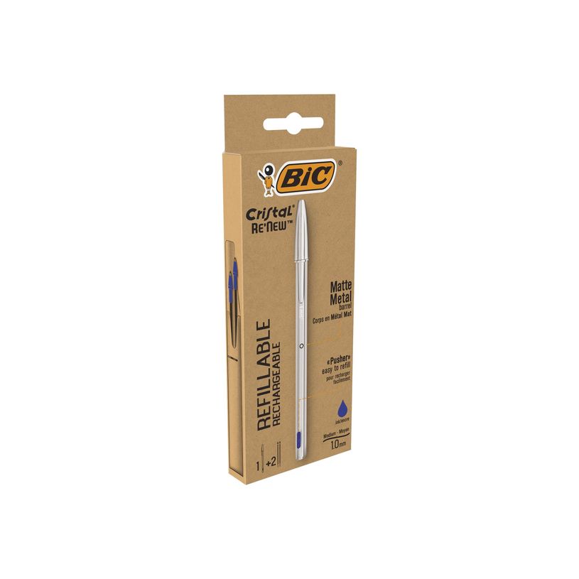 3086123640139-BIC Cristal Re'New - Stylo à bille rechargeable bleu-P_400009160_2-1