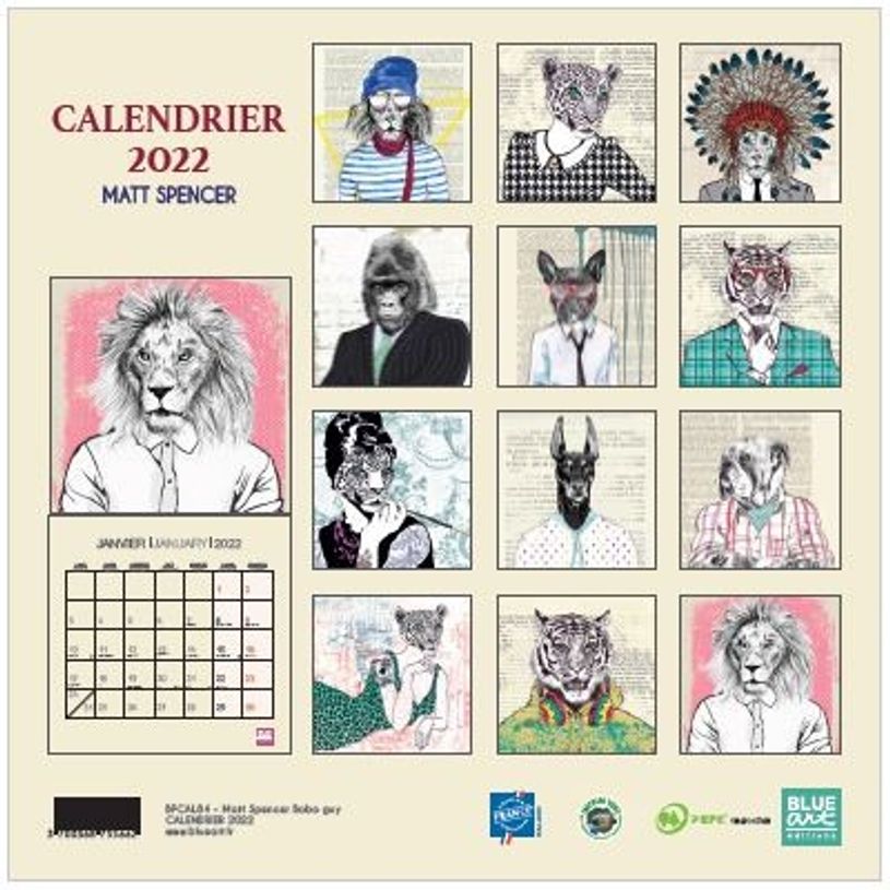 3700368755662-Blue Art Matt Spencer - Calendrier illustré mensuel - 30 x 30 cm-P_400009182_2-1