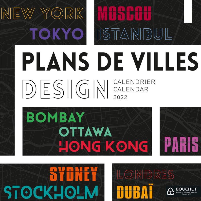 3592930018172-Bouchut Plans De Villes Design - Calendrier illustré mensuel - 15 x 15 cm-P_400009188_2-1