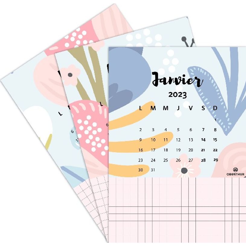 3664447125657-Calendrier mensuel illustré sur chevalet doré - 10,5 x 14,8 cm - Oberthur-P_400009341_2-1