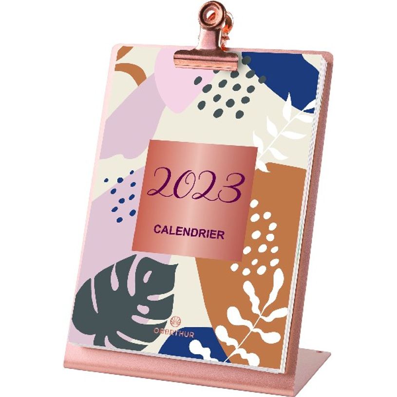 3664447125664-Calendrier mensuel illustré sur chevalet or rose - 10,5 x 14,8 cm - Oberthur-P_400009342_1-0