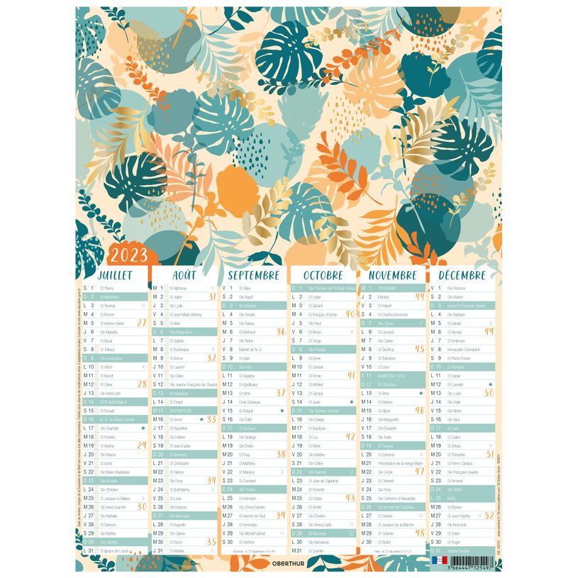 3664447125497-Oberthur Poster or - Calendrier 6 mois par face - 33,5 x 43 cm-P_400009344_2-1