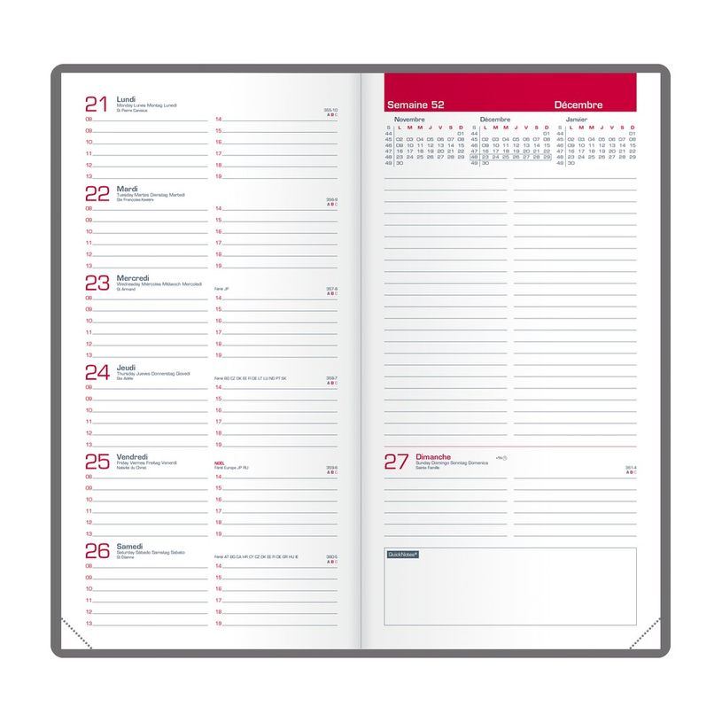 3147280154270-Agenda Heritage - 1 semaine sur 2 pages - 9 x 17 cm - beige - Oxford-P_400009445_2-1