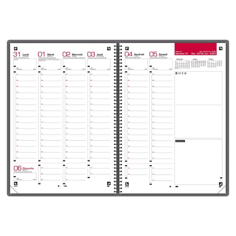 3147280124532-Agenda organiseur spiralé Oxford Voyage - 1 semaine sur 2 pages - 15 x 21 cm - noir - Ham-P_400009476_2-1
