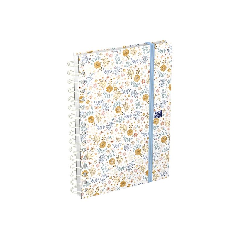 3147280123603-Agenda spiralé à élastique Oxford Flowers - 1 semaine sur 2 pages - 15 x 21 cm - beige -P_400009503_1-0