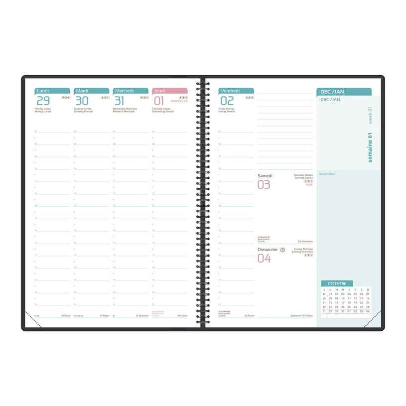 3147280123603-Agenda spiralé à élastique Oxford Flowers - 1 semaine sur 2 pages - 15 x 21 cm - beige -P_400009503_2-1