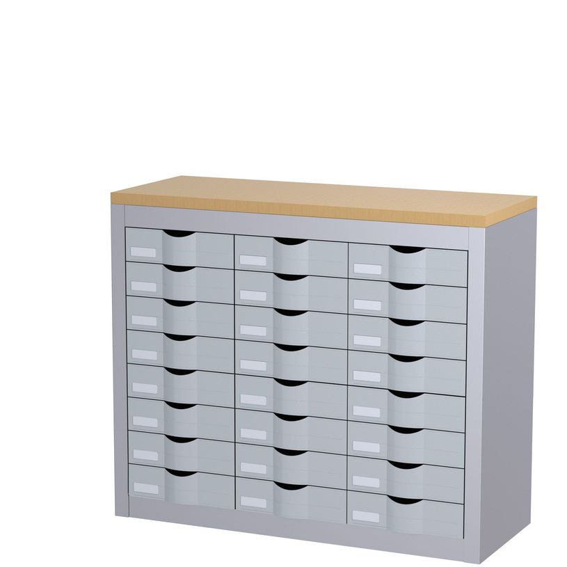 3660141020434-Meuble de rangement - 3 colonnes et 24 tiroirs - H75 x L87 x P33,5 cm - argent-P_400009600_1-0