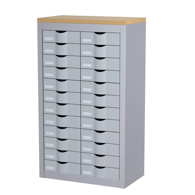 3660141020380-Meuble de rangement - 2 colonnes et 24 tiroirs - H106,5 x L60,5 x P33,5 cm - argent-P_400009602_1-0