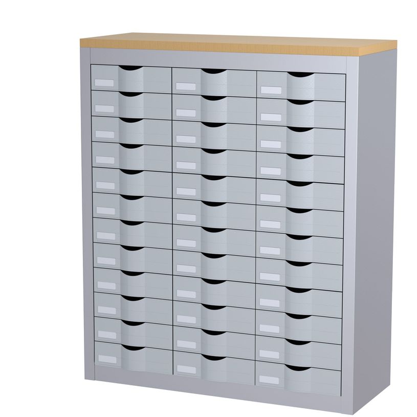 3660141020366-Meuble de rangement - 3 colonnes et 36 tiroirs - H106,5 x L87 x P33,5 cm - argent-P_400009604_1-0