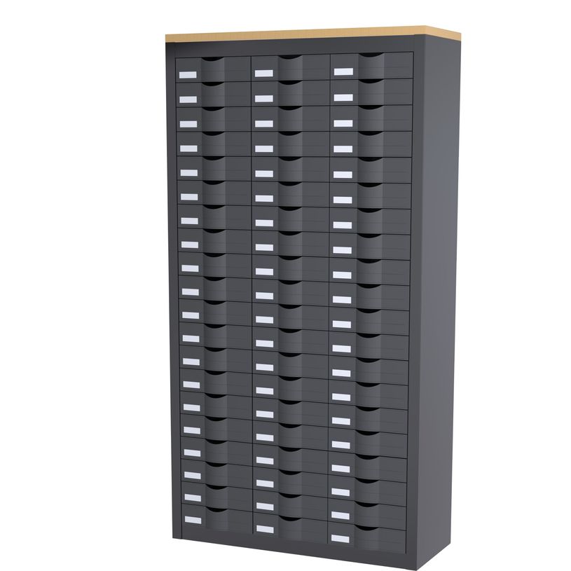 3660141020441-Meuble de rangement - 3 colonnes et 60 tiroirs - H169,5 x L87 x P33,5 cm - anthracite-P_400009605_1-0