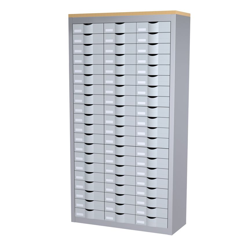 3660141020458-Meuble de rangement - 3 colonnes et 60 tiroirs - H169,5 x L87 x P33,5 cm - argent-P_400009606_1-0