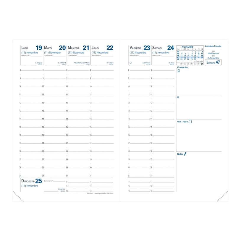 3371010460397-Agenda Clover - 1 semaine sur 2 pages - 10 x 15 cm - bleu - Quo Vadis-P_400009649_1-1