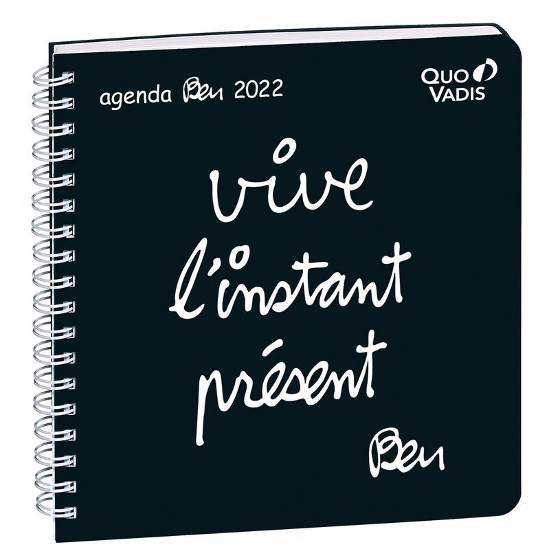 3371010468744-Agenda à spirale Ben - 1 semaine sur 2 pages - 16 x 16 cm - Vive l'instant présent - Quo-P_400009681_1-0