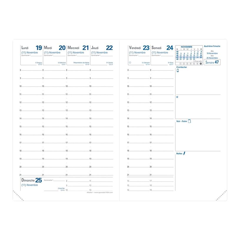 3371010459315-Agenda Bloom - 1 semaine sur 2 pages - 10 x 15 cm - bleu - Quo Vadis-P_400009688_2-1
