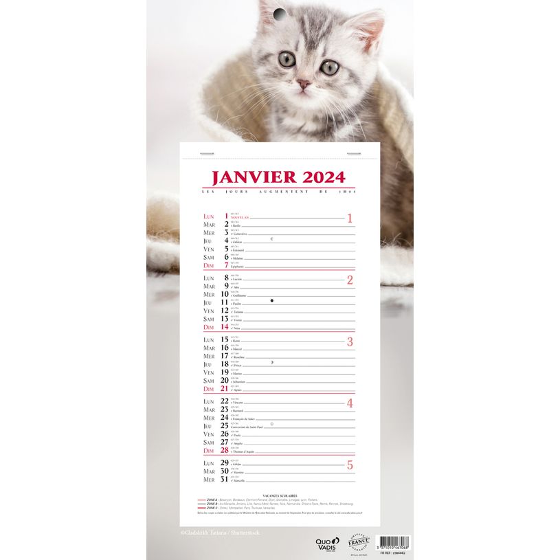 3371010467068-Quo Vadis Animaux - Calendrier bloc mensuel - 16 x 33,5 cm-P_400009722_1-0