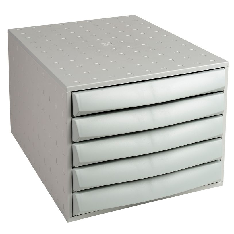 9002493421394-Exacompta The Box - Module de classement fermé 5 tiroirs - gris lumière-P_400010035_1-0