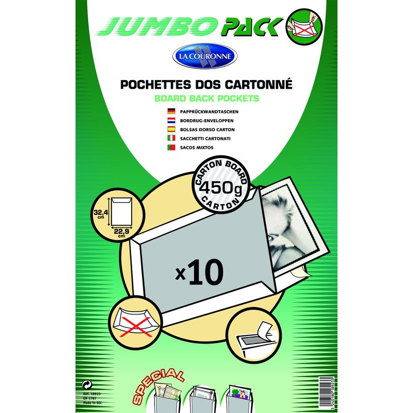 3240180189233-La Couronne - 10 Pochettes blanches dos carton - C4 229 x 324 mm - bande auto-adhésive-P_400010316_1-0