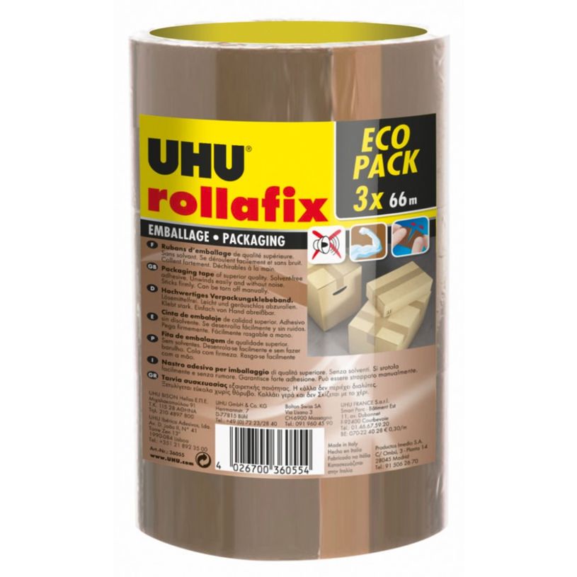 4026700360554-UHU - Pack de 3 rubans adhésifs d'emballage - 50 mm x 66 m - brun-P_400010331_1-0
