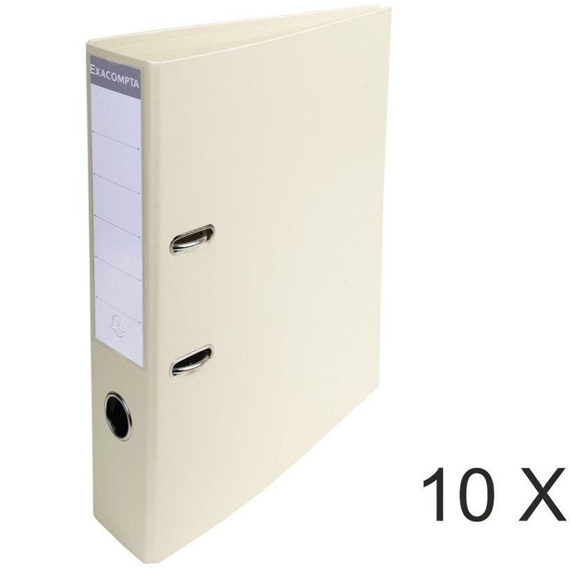 3130631537501-Exacompta - 10 Classeurs à levier - Dos 70 mm - A4 - mastic-P_400010351_1-0