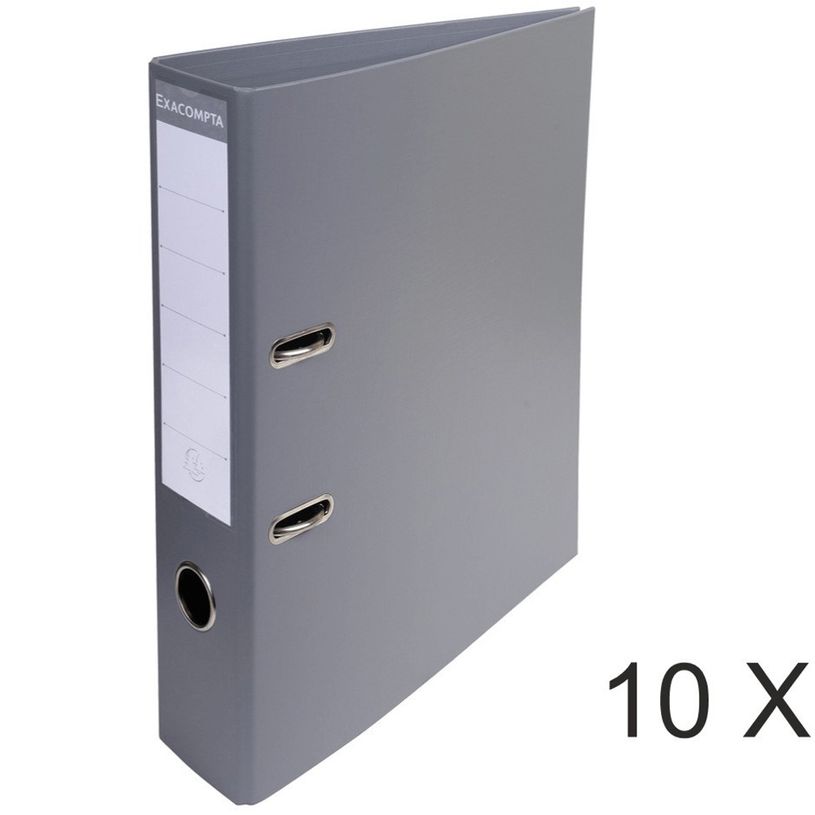 3130631537549-Exacompta - 10 Classeurs à levier - Dos 70 mm - A4 - gris foncé-P_400010352_1-0