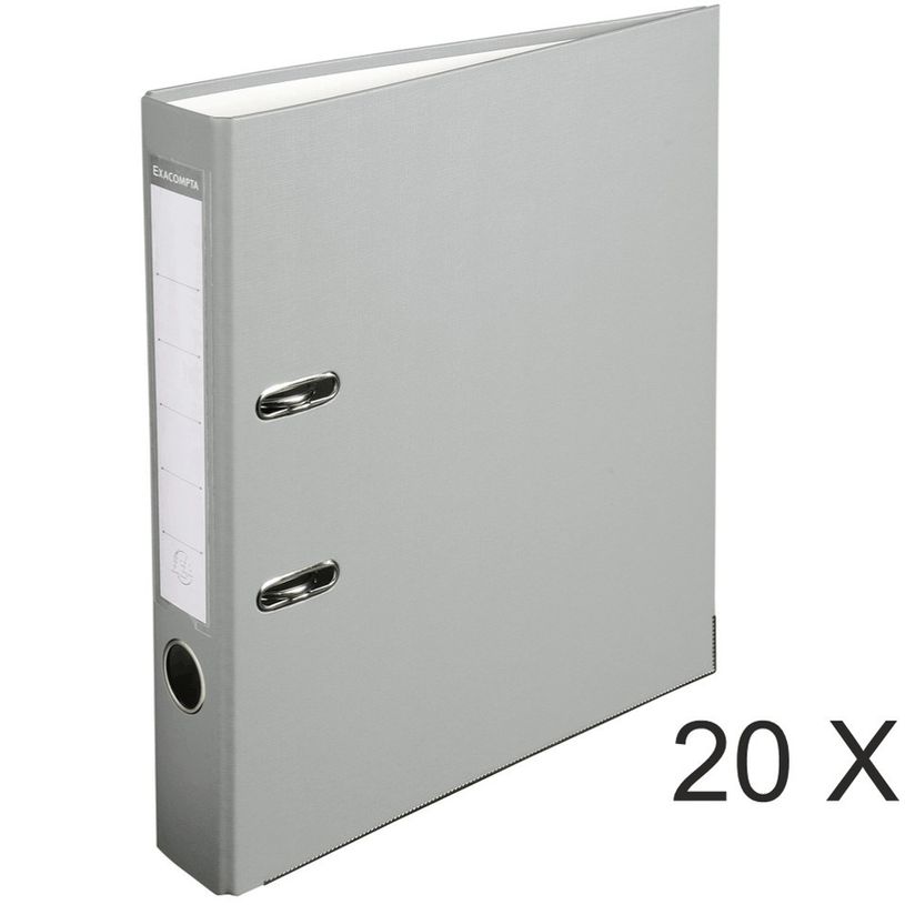 3130639154168-Exacompta - 20 Classeurs à levier - Dos 50 mm - A4 - gris-P_400010371_1-0