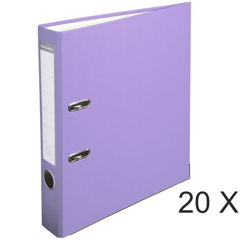 3130632915414-Exacompta - 20 Classeurs à levier - Dos 50 mm - A4 - lilas-P_400010372_1-0
