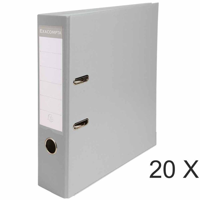 3130639184165-Exacompta - 20 Classeurs à levier - Dos 80 mm - A4 - gris-P_400010376_1-0