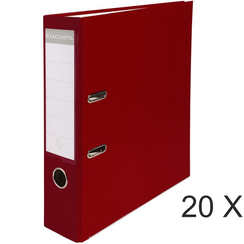 3130632918415-Exacompta - 20 Classeurs à levier - Dos 80 mm - A4 - bordeaux-P_400010377_1-0