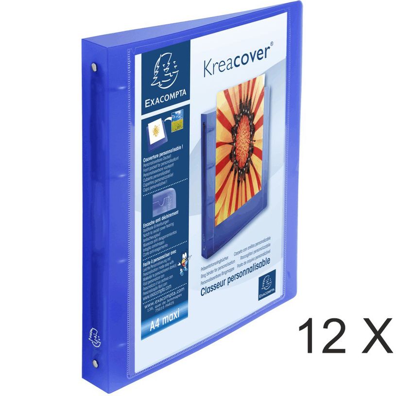 3130632515621-Exacompta Kreacover - 12 Classeurs à anneaux personnalisable - Dos 40 mm - A4 Maxi - bleu-P_400010404_1-0